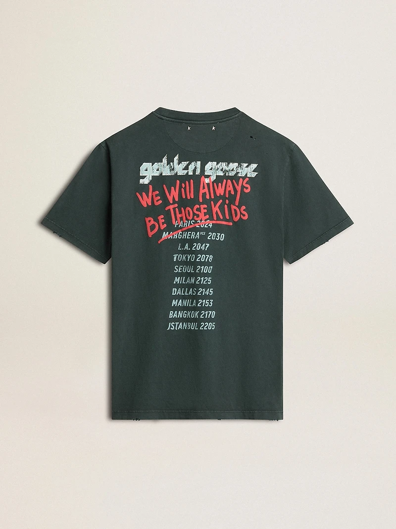 Black T-shirt with multicolor print