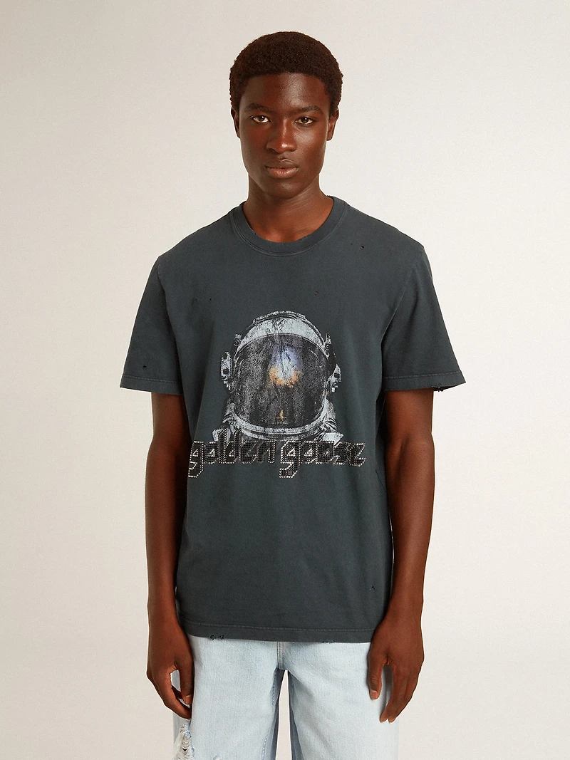 Black T-shirt with multicolor print