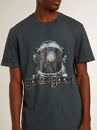 Black T-shirt with multicolor print