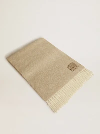CNY scarf in beige alpaca wool with fringe