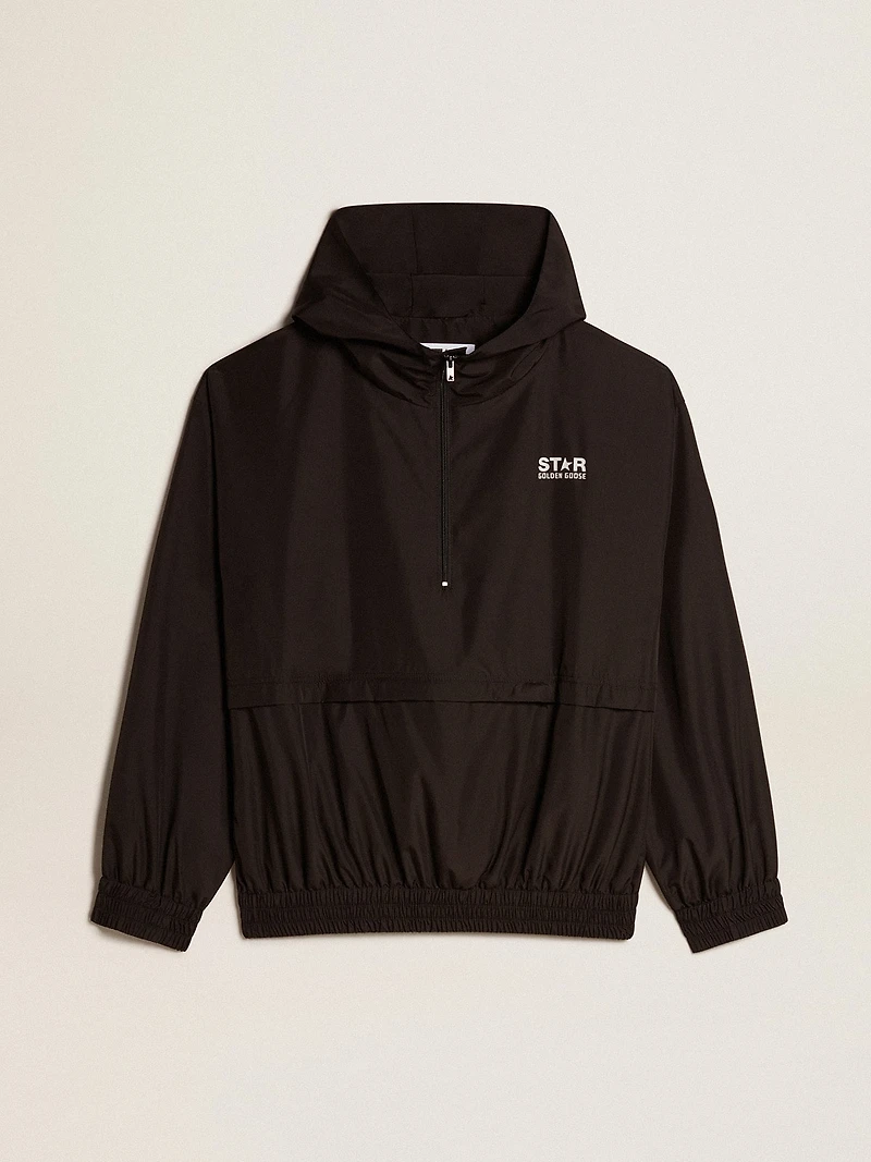 Black windbreaker with hood