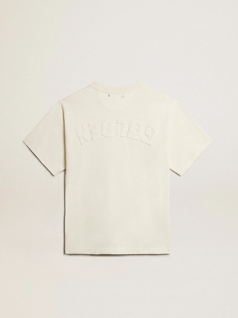 T-shirt aged white with reverse logo on the back