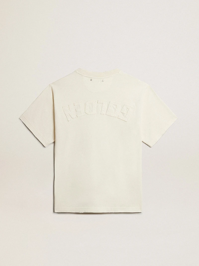 T-shirt aged white with reverse logo on the back