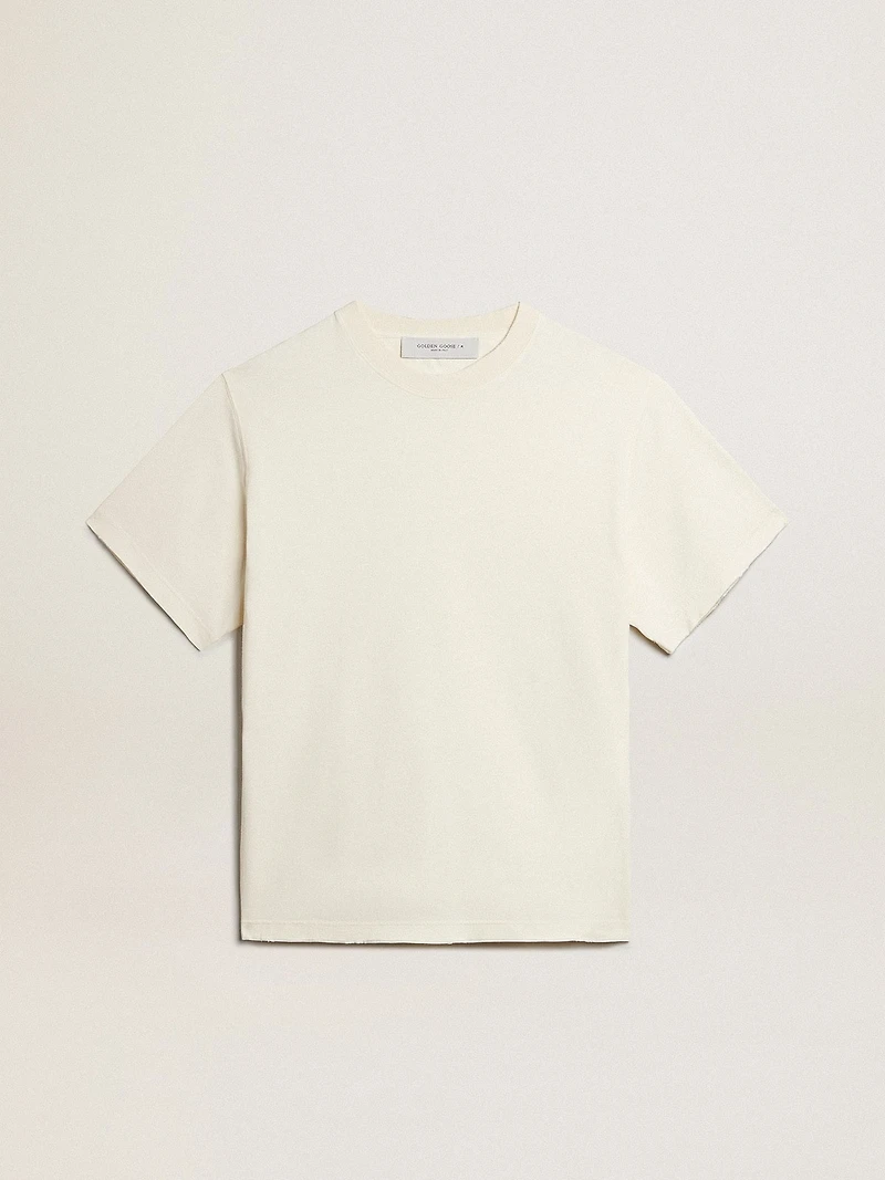 T-shirt aged white with reverse logo on the back
