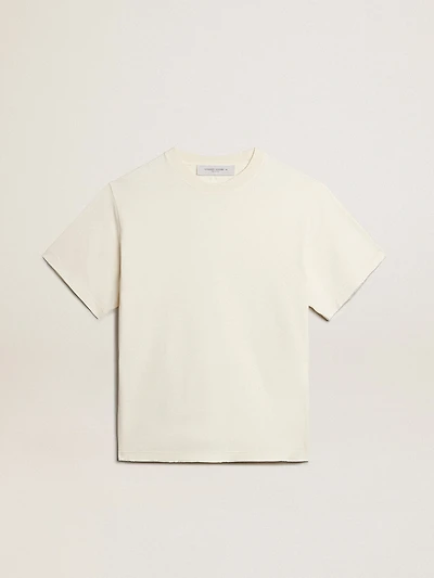 T-shirt aged white with reverse logo on the back