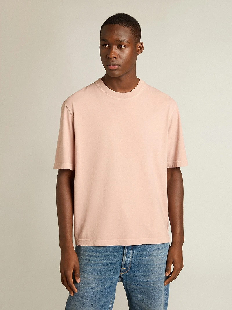 Powder-pink T-shirt with reverse logo on the back