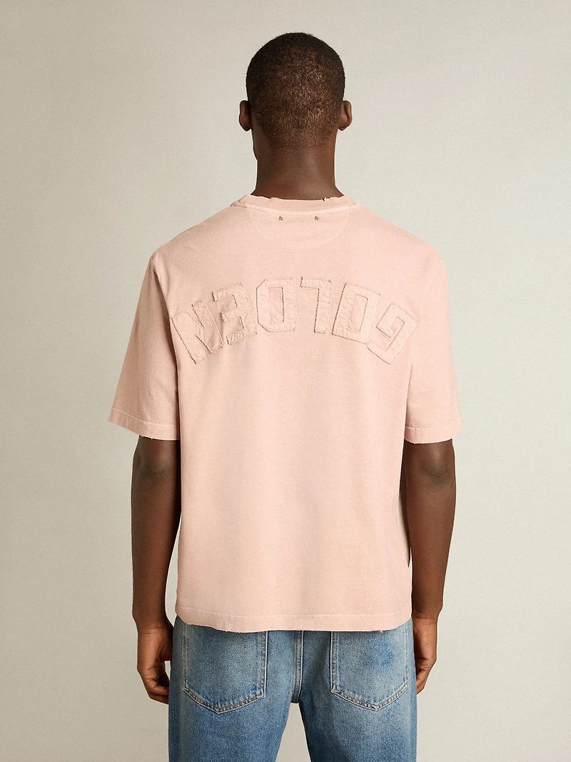Powder-pink T-shirt with reverse logo on the back
