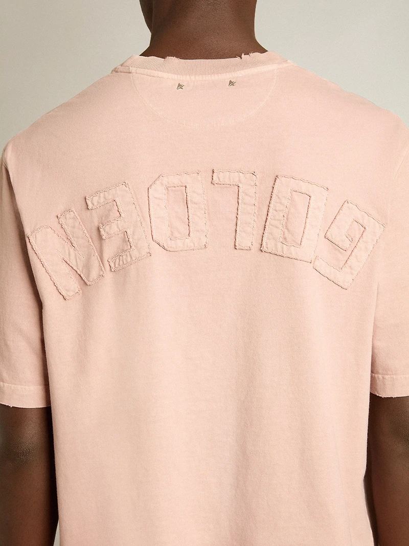 Powder-pink T-shirt with reverse logo on the back