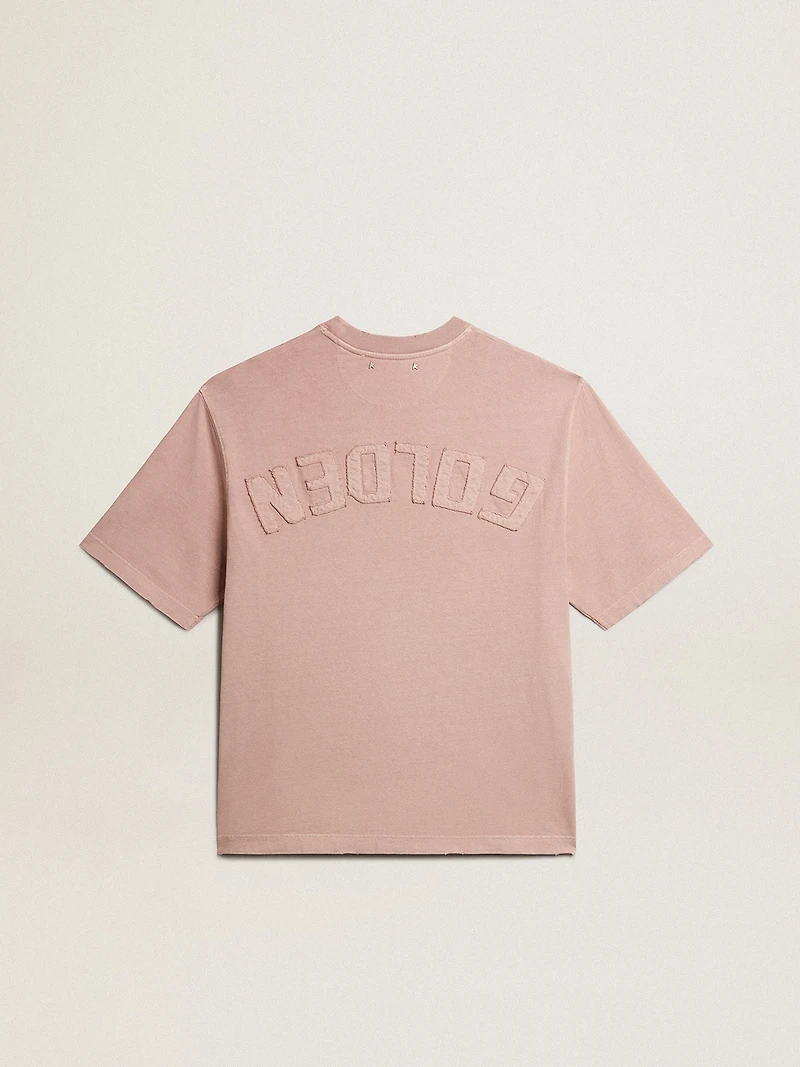 Powder-pink T-shirt with reverse logo on the back