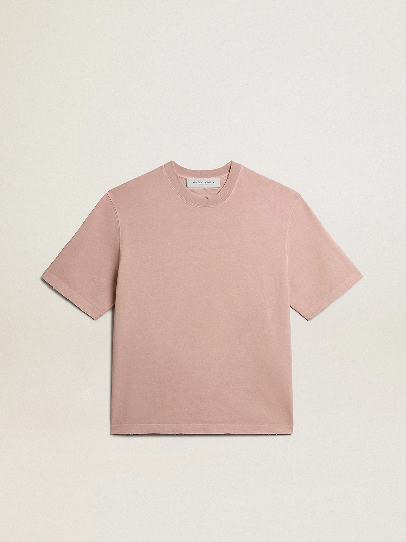 Powder-pink T-shirt with reverse logo on the back