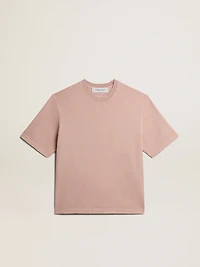 Powder-pink T-shirt with reverse logo on the back