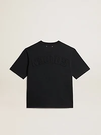 T-shirt washed black with reverse logo on the back