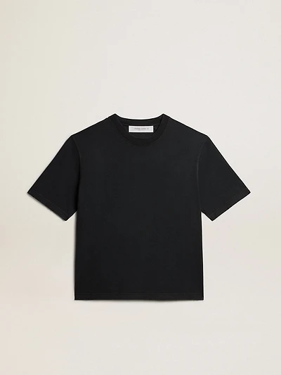 T-shirt washed black with reverse logo on the back