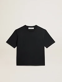 T-shirt washed black with reverse logo on the back