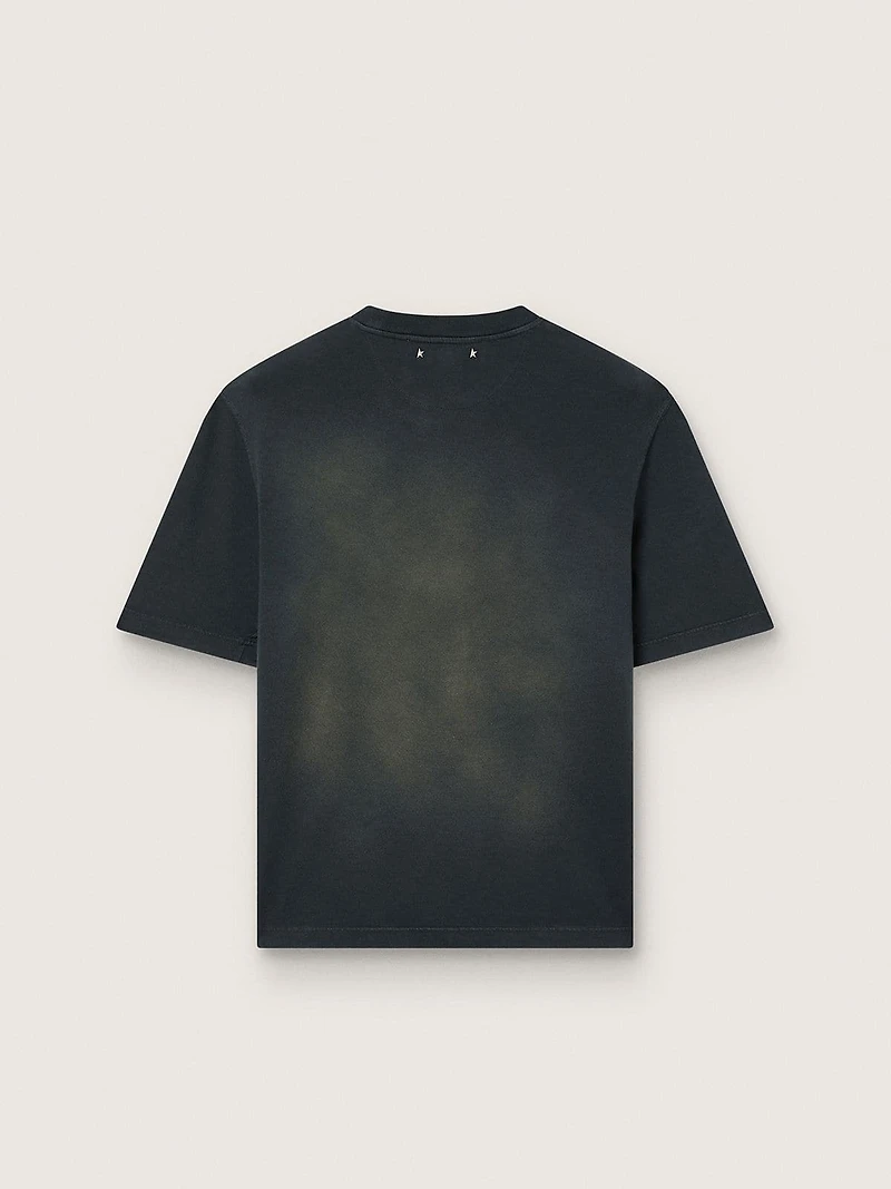 Unisex T-shirt black cotton jersey with embroidered logo