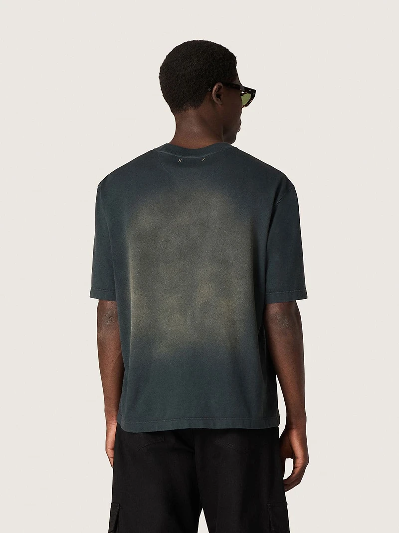 Unisex T-shirt black cotton jersey with embroidered logo