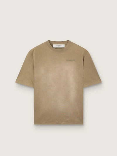 Unisex T-shirt beige cotton jersey with embroidered logo