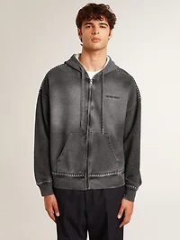 Sprayed effect anthracite sweatshirt with studs