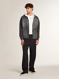 Sprayed effect anthracite sweatshirt with studs