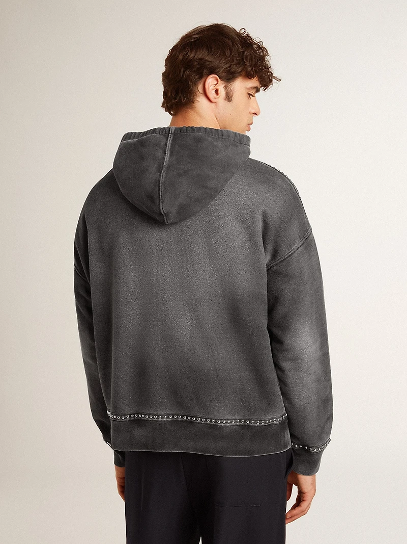 Sprayed effect anthracite sweatshirt with studs