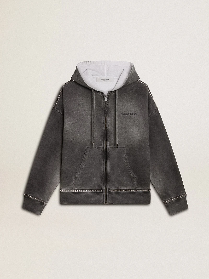 Sprayed effect anthracite sweatshirt with studs