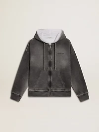 Sprayed effect anthracite sweatshirt with studs