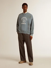 Oversized sweatshirt in baby blue with distressed finish