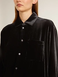 Velvet-effect black shirt with embroidery