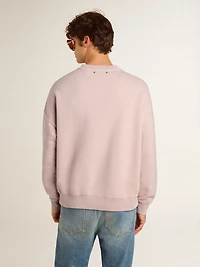 Old rose unisex round neck sweatshirt with green logo print