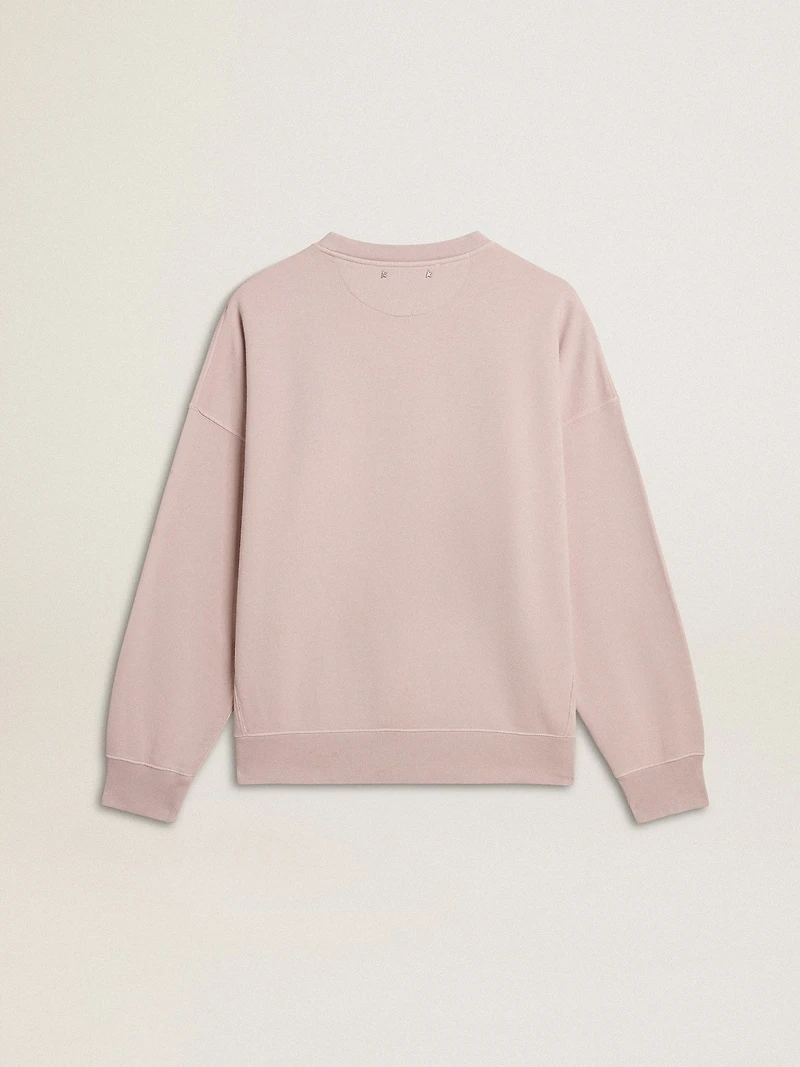 Old rose unisex round neck sweatshirt with green logo print