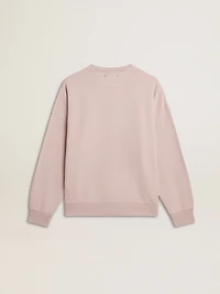 Old rose unisex round neck sweatshirt with green logo print