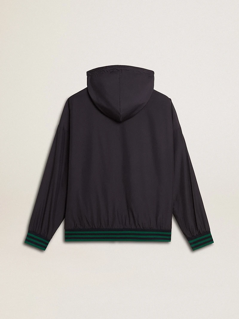 Men's green and blue reversible hooded sweatshirt