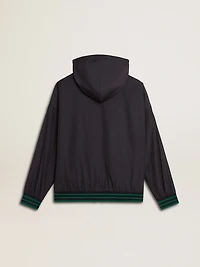 Men's green and blue reversible hooded sweatshirt