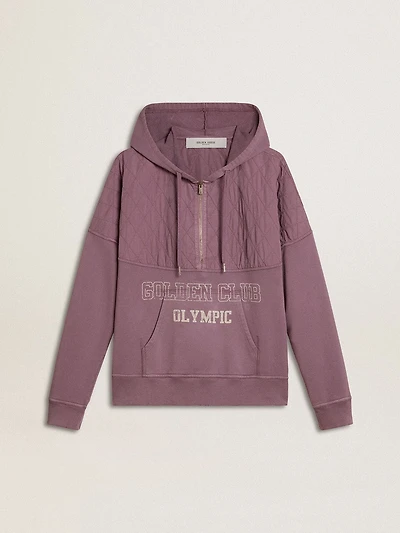 Unisex mauve cotton sweatshirt with print on the front