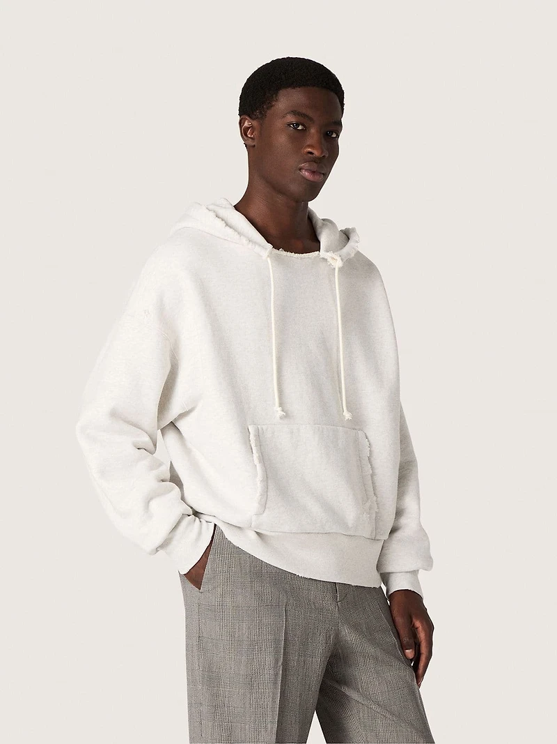 Star unisex hooded sweatshirt gray melange cotton