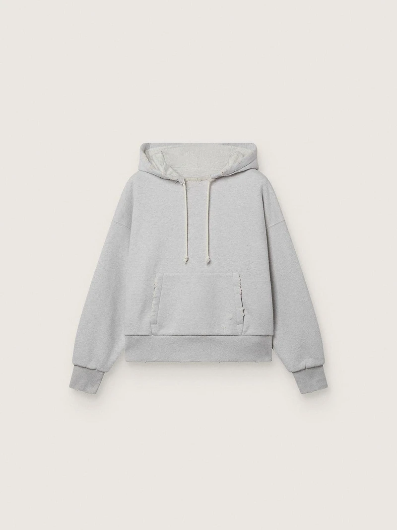 Star unisex hooded sweatshirt gray melange cotton