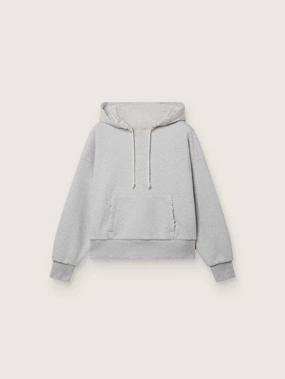 Star unisex hooded sweatshirt gray melange cotton