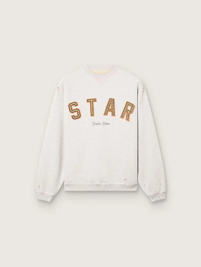 Star unisex sweatshirt gray melange cotton with 'Star' embroidery