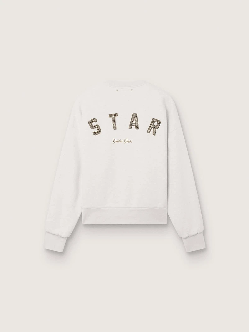 Star unisex sweatshirt gray cotton with embroidery and crystals