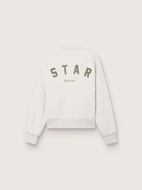 Star unisex sweatshirt gray cotton with embroidery and crystals