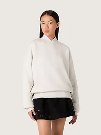 Star unisex sweatshirt gray cotton with embroidery and crystals