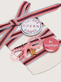 Skins "Playful" colored striped laces with charm and pins