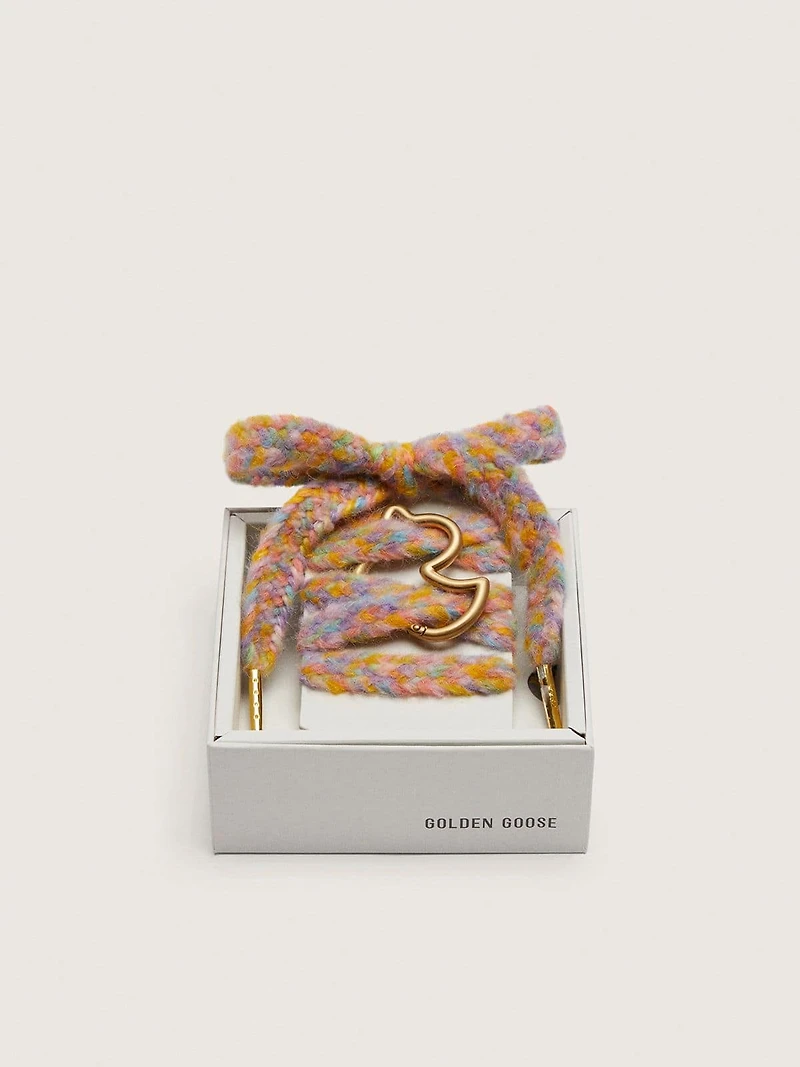 Skins "Playful" multicolor wool laces with duck-shaped snap hook