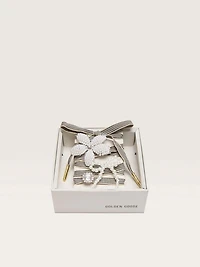 Skins black and beige striped laces with beaded and sparkling charms