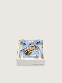 Skins light blue and white herringbone laces embellished with charms