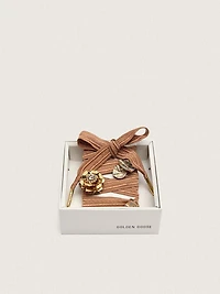 Skins burgundy and peach embroidered laces embellished with charms