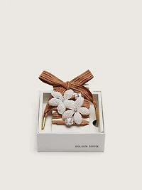 Skins burgundy and peach striped laces with beaded and crystal charms