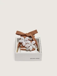 Skins burgundy and peach striped laces with beaded and crystal charms