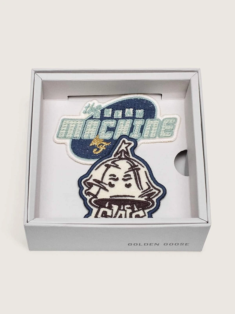 Golden Goose / Fivefourfive Collab blue and beige patch set