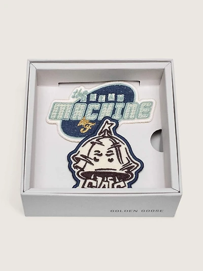 Golden Goose /  Fivefourfive Collab blue and beige patch set